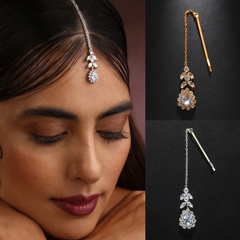 Indian Wedding Supply - Cadena de diadema elegante con hojas
