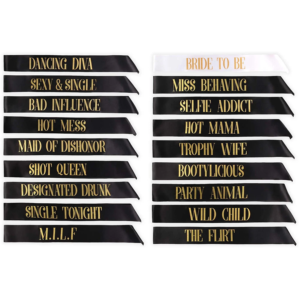 Bride Tribe Sash - Set de 7/12/18 piezas de bandas