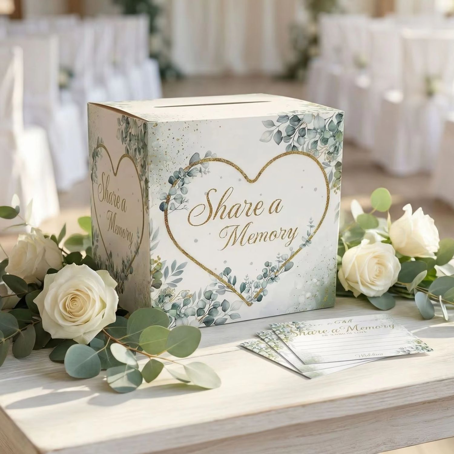 Wedding Supply.Box - Caja de tarjetas floral blanca para