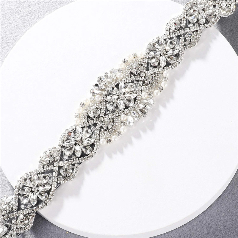 Bridal Sash Ribbon - Cinturón nupcial con diamantes de imitación,