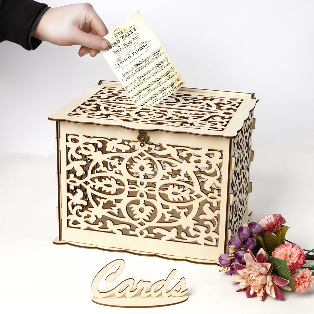 Caja de madera para tarjetas d - Wedding Supply.Box reseña y precio