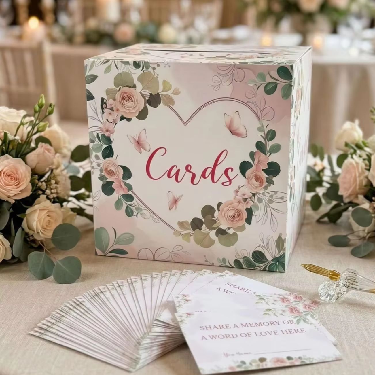 Caja de tarjetas floral blanca - Wedding Supply.Box reseña y precio
