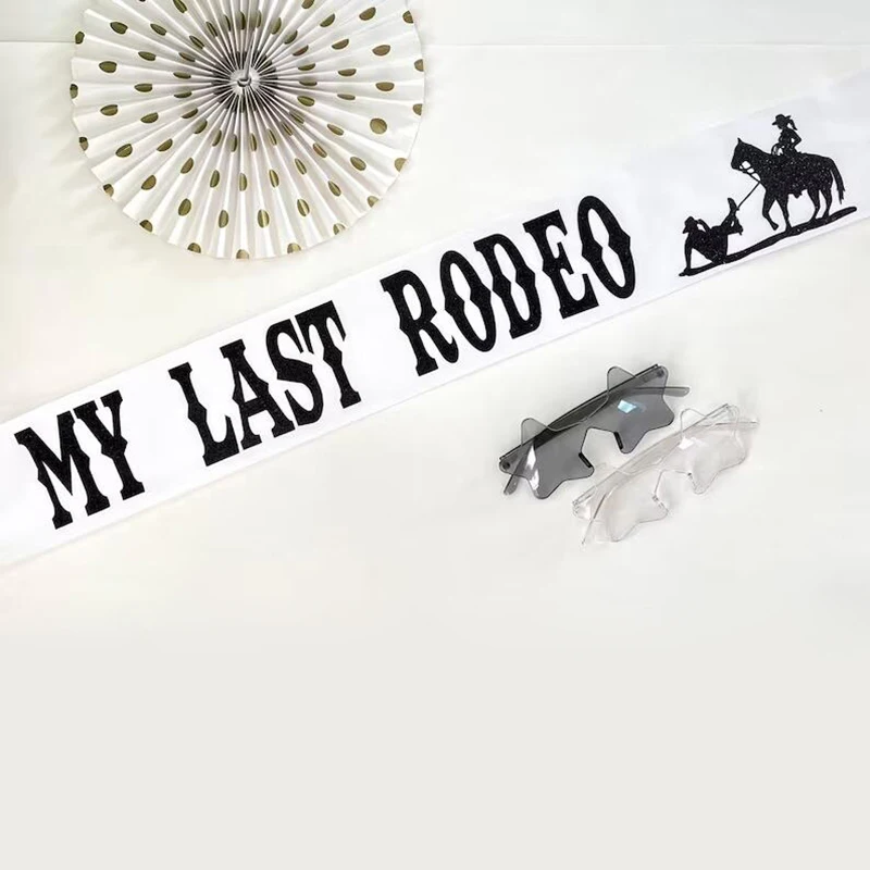 My Last Rodeo Sash Western Cow - Bride Tribe Sash reseña y precio