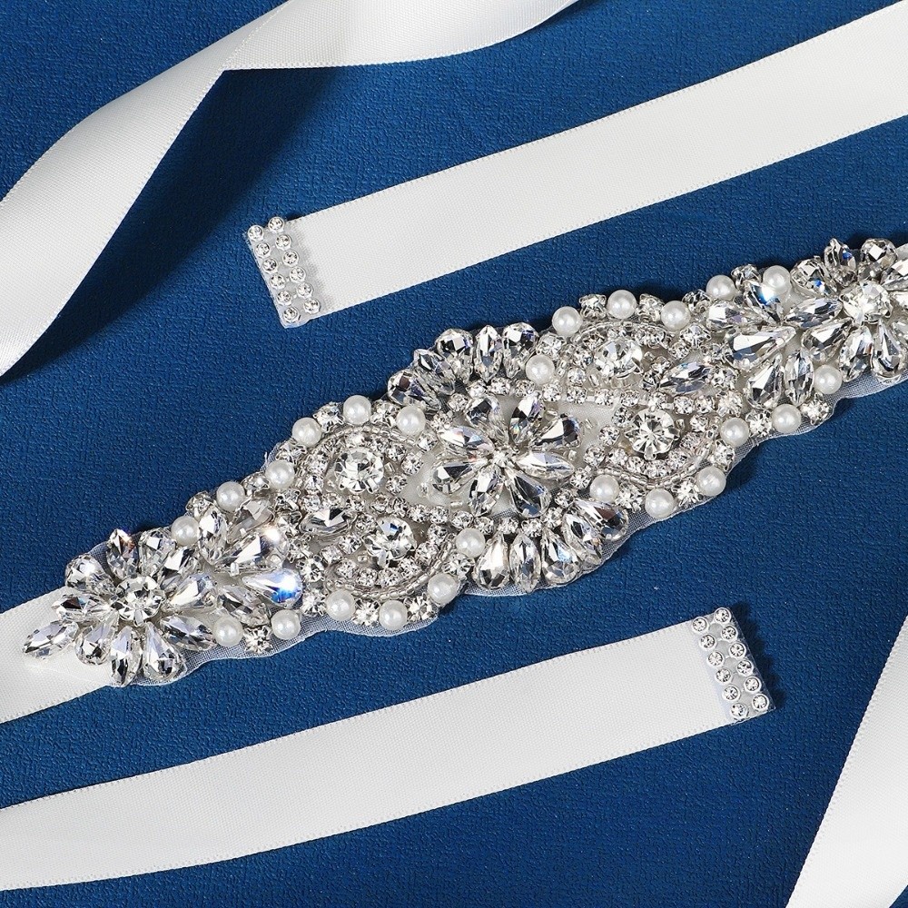 Cinturón nupcial largo platead - Bridal Sash Ribbon reseña y precio