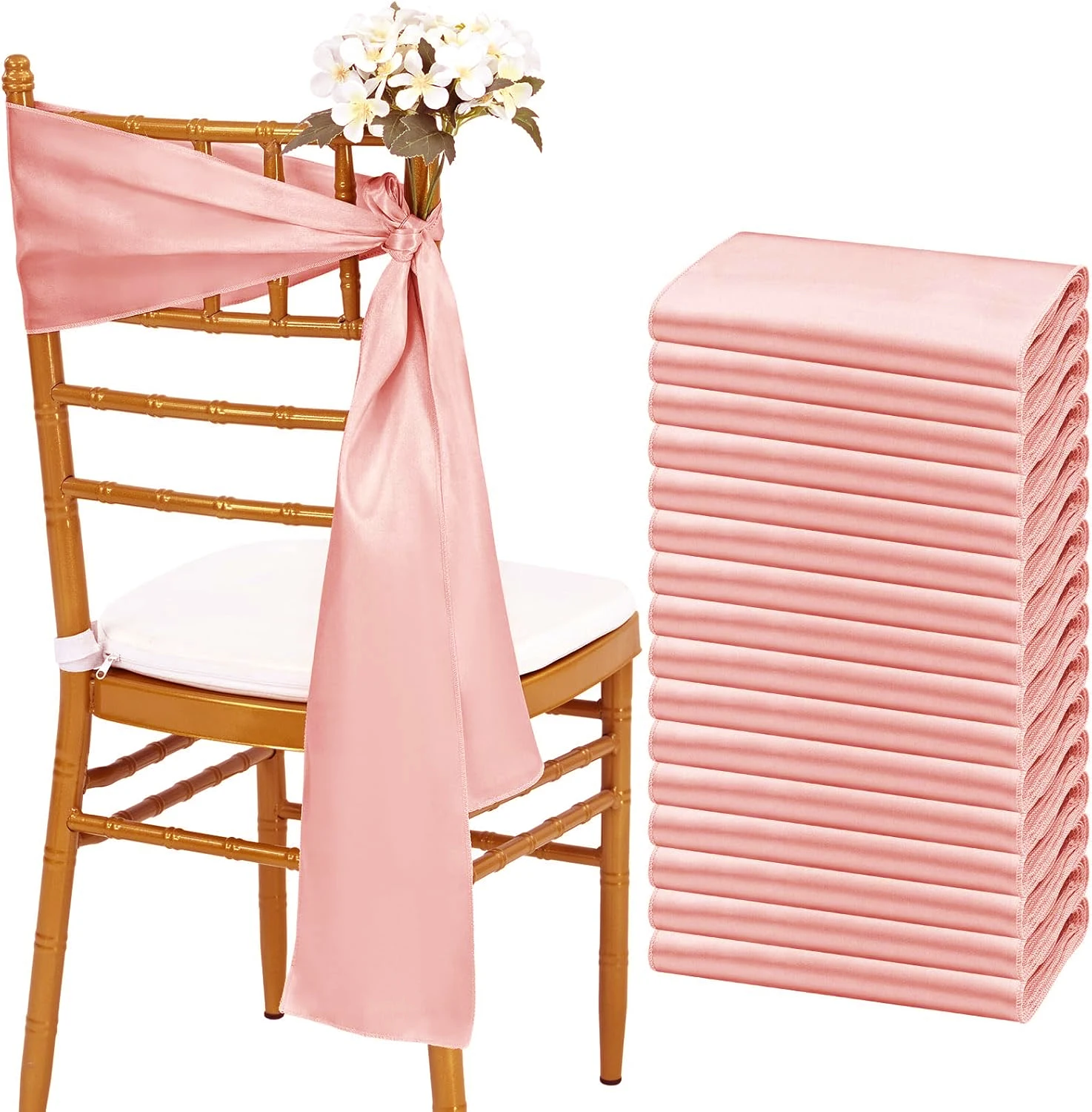 Lazos de satén para sillas, 10 - Wedding Supply Wholesale reseña y precio