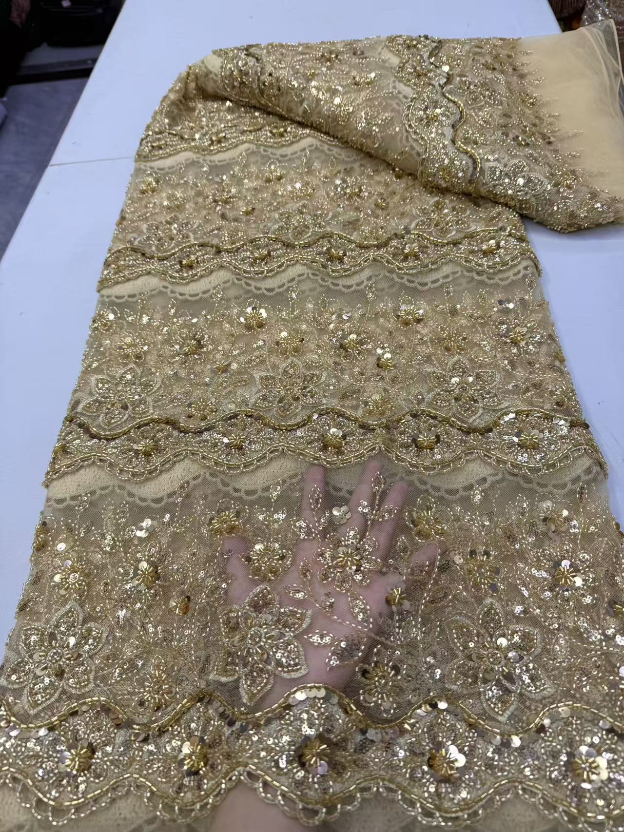 Tela de Encaje con Cuentas Afr - Wedding Dress Supply reseña y precio